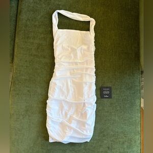 Lulu's White Ruched Dress
